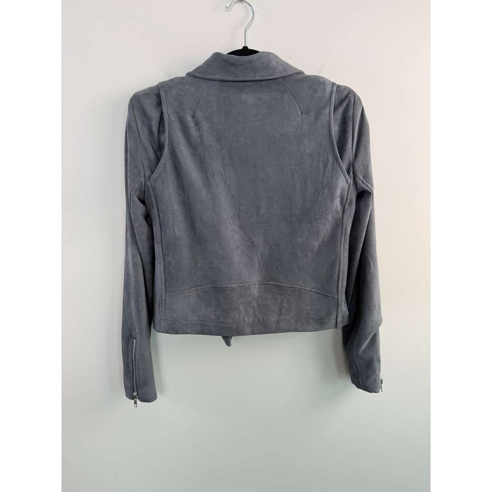VICI Moto Jacket Women Medium Gray Faux Suede Asymmetrical Zip Biker - Picture 2 of 5